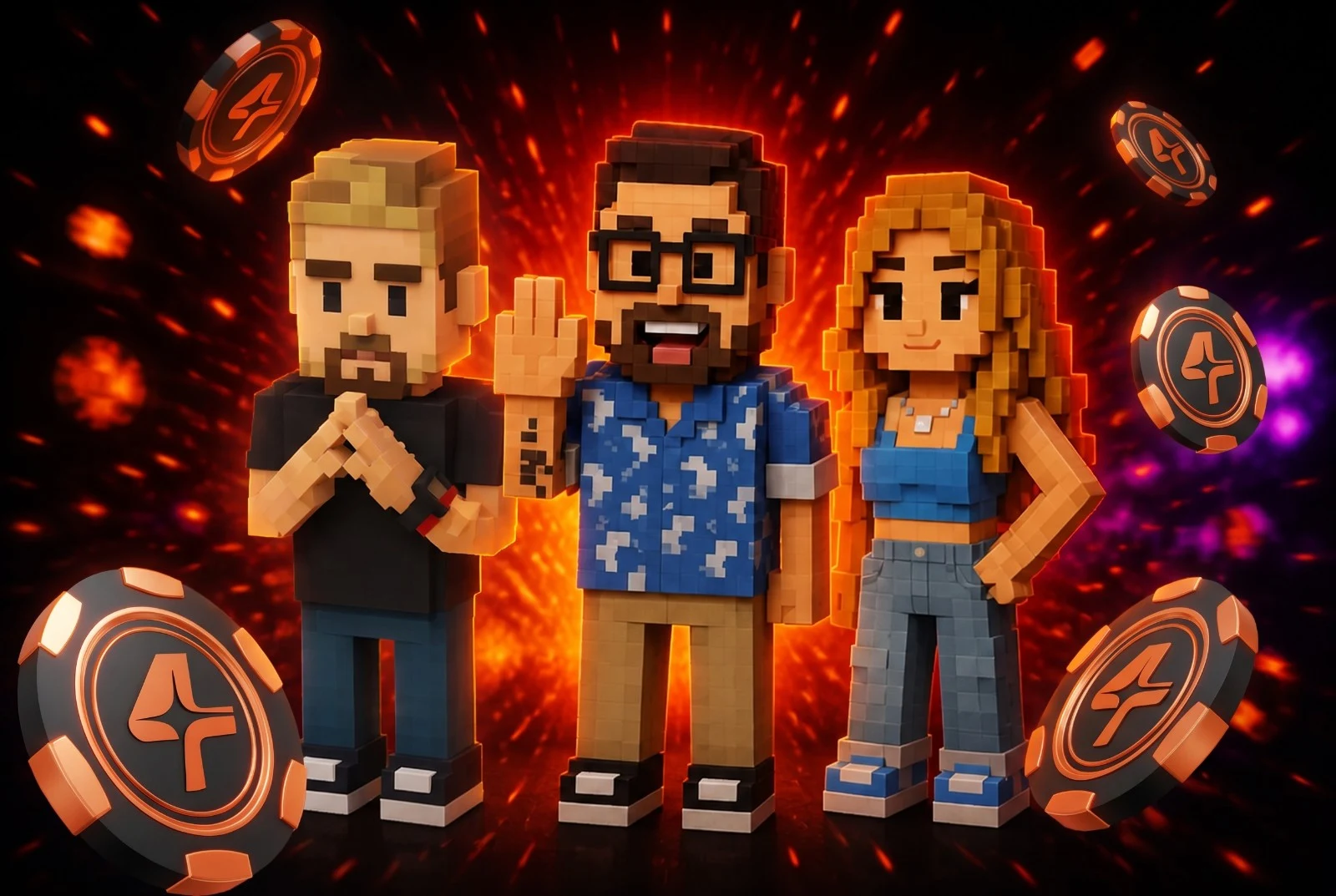Los tres influencers en voxel